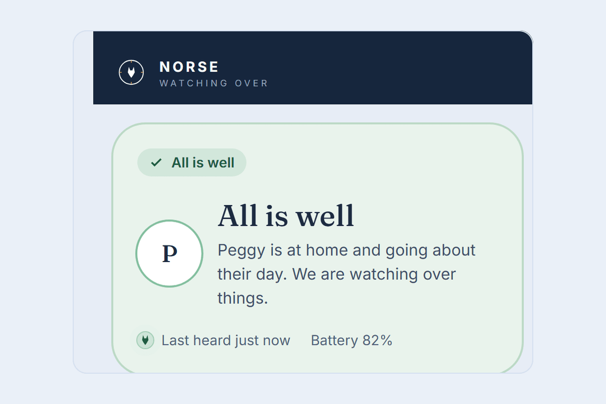 The family app home screen showing a green All is well status card